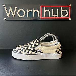 Vans Classic Checkerboard Slip On Shoes • 721356 • White/Black • Women’s Size 8